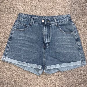 Light wash jean shorts